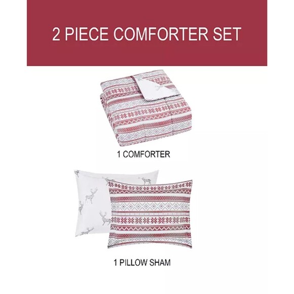 PEM AMERICA Holiday Fair Isle 2-Pc. Reversible Full/Queen Comforter Set bedding - Picture 7 of 9